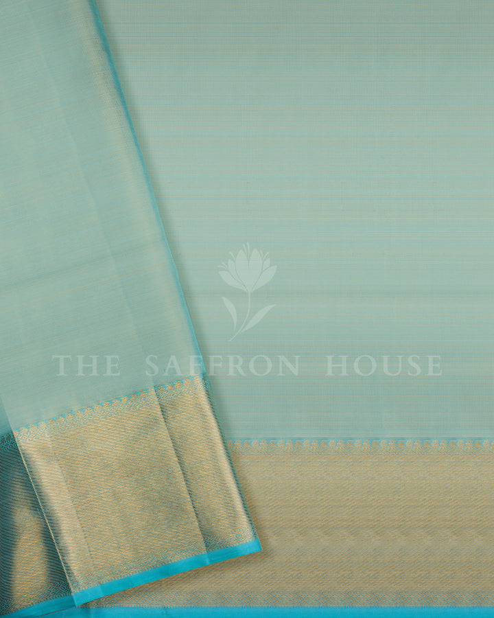 Sea Blue Green Handwoven Kanjivaram Silk with Meenakari Work - TSH250241