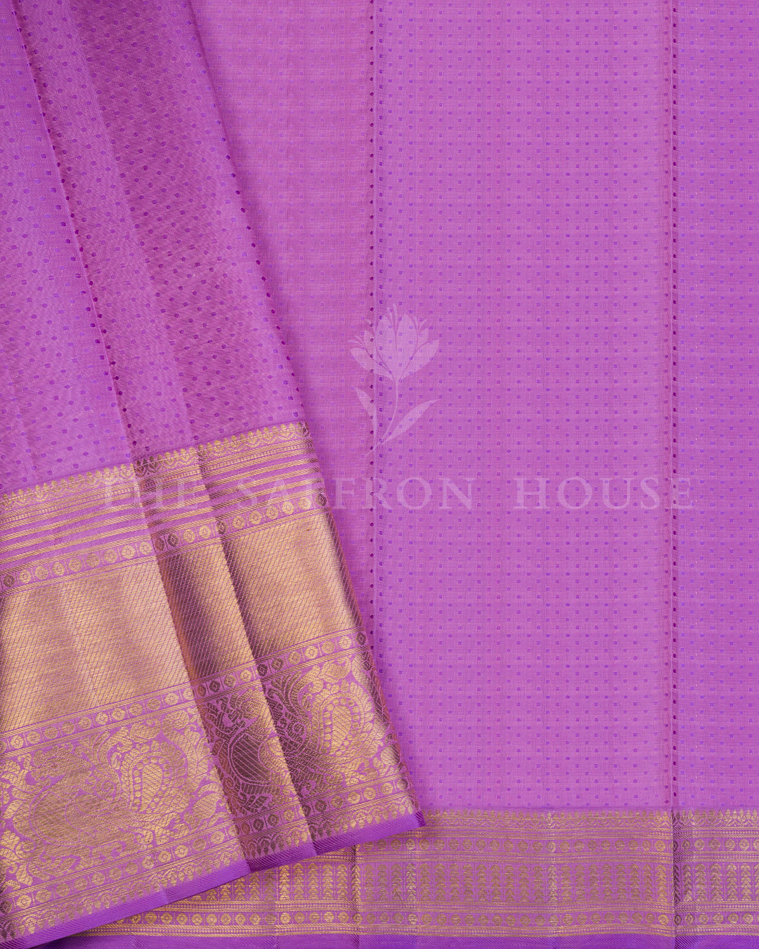 Gold And Lavender Handwoven Kanjivaram Silk Saree - TSH250090