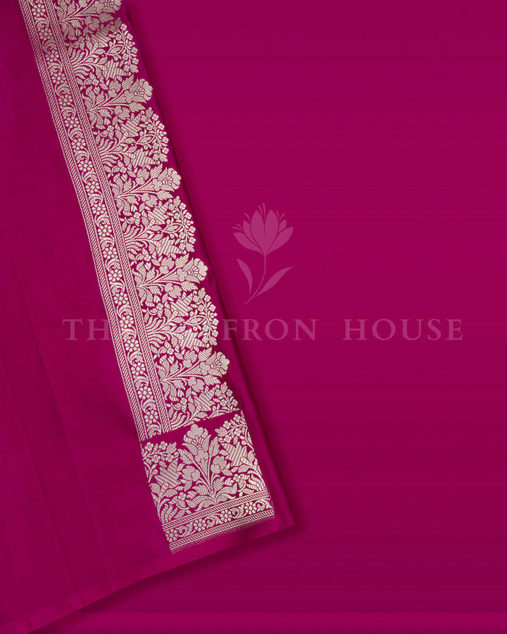 Mashru Banarasi Saree in Rani Pink with Antique Zari Jaal and Kadwa Butis