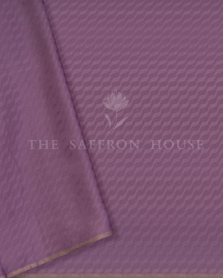 Banarasi Brocade Georgette Saree in Ivory and Lavender with Floral Jaal