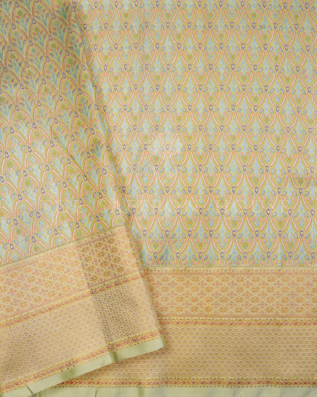 Collector’s Kanchi Jamdhani Saree with Intricate Meenakari – A 12-Month Masterweave