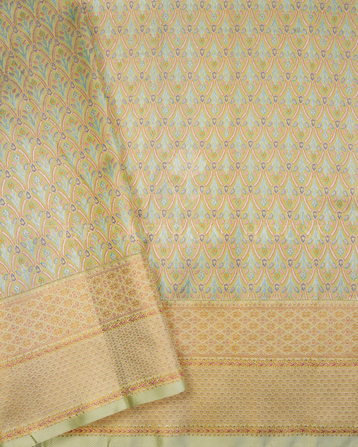 Collector’s Kanchi Jamdhani Saree with Intricate Meenakari – A 12-Month Masterweave