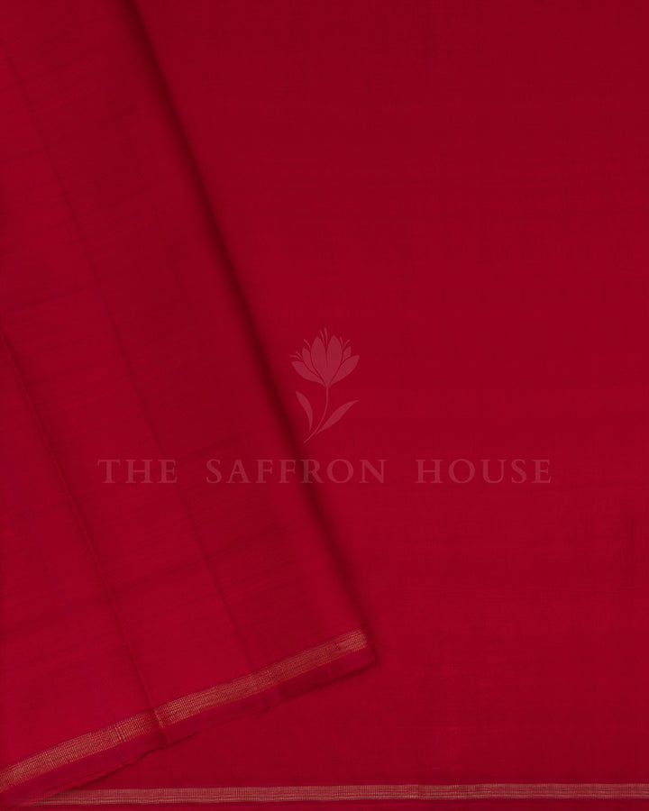 Maroonish Red Handwoven Kanjivaram Silk Saree - TSH250234