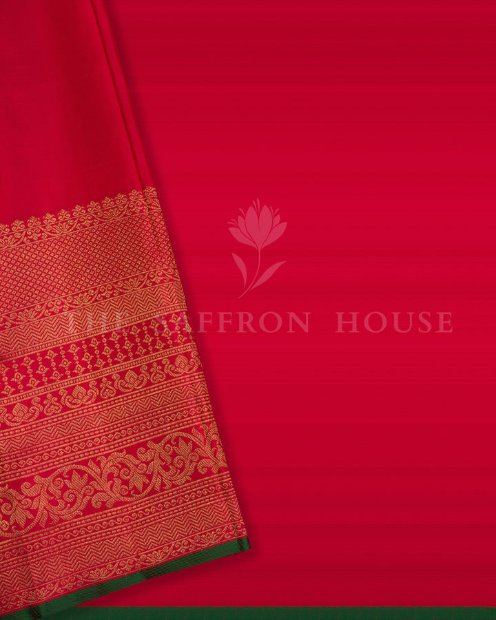 Mint Blue And Maroonish Red Handwoven Kanjivaram Silk Saree - TSH250084