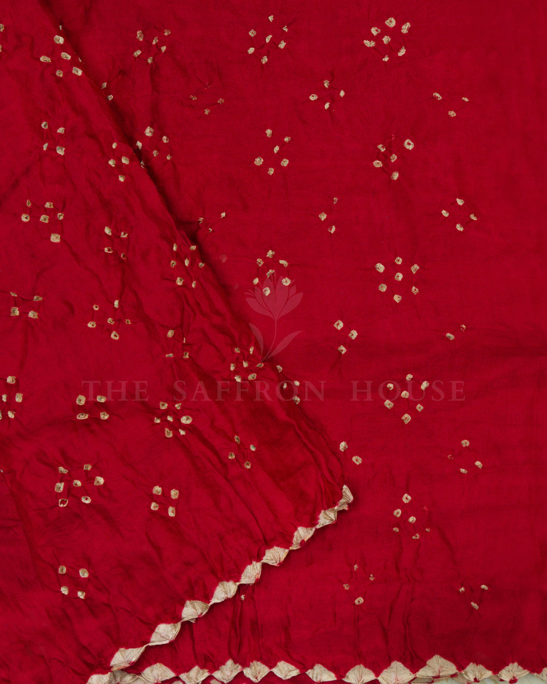 Light Beige And Maroonish Red Bandhini Modal Silk Saree - TSH5029