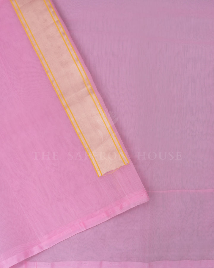 Baby Pink Handwoven Organza Banarasi Saree - TSH110081