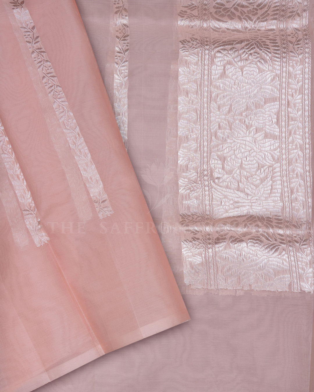 Pastel Powder Pink Handwoven Organza Banarasi Saree - TSH110072