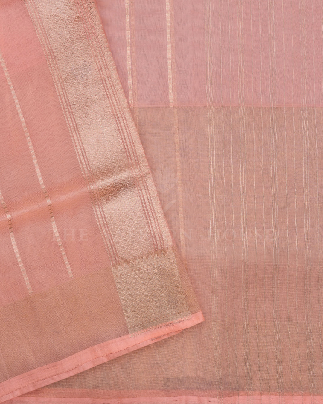 Peach And Gold Handwoven Organza Banarasi Saree - TSH2506168