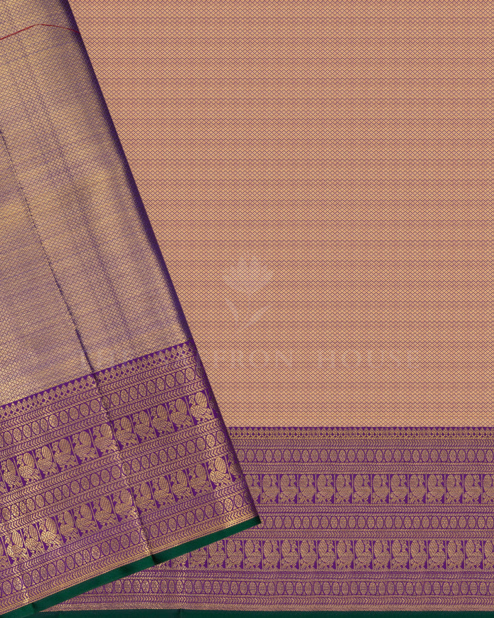 Purple And Gold Handwoven Kanjivaram Silk Tissue Saree - TSH2506047