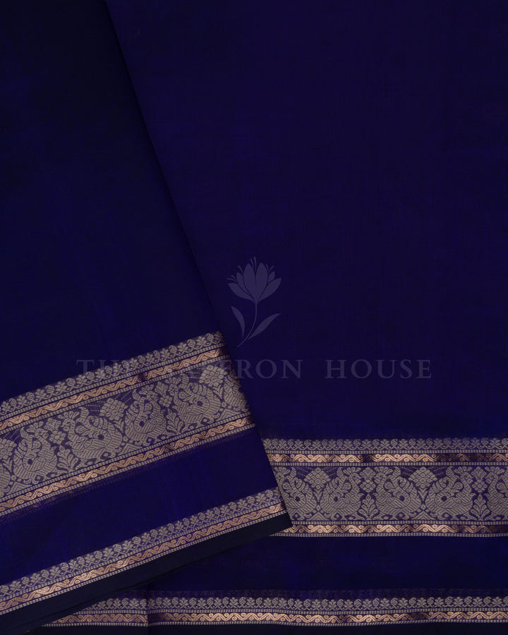 Dark Violet Blue Cotton Silk Saree - TSH110034