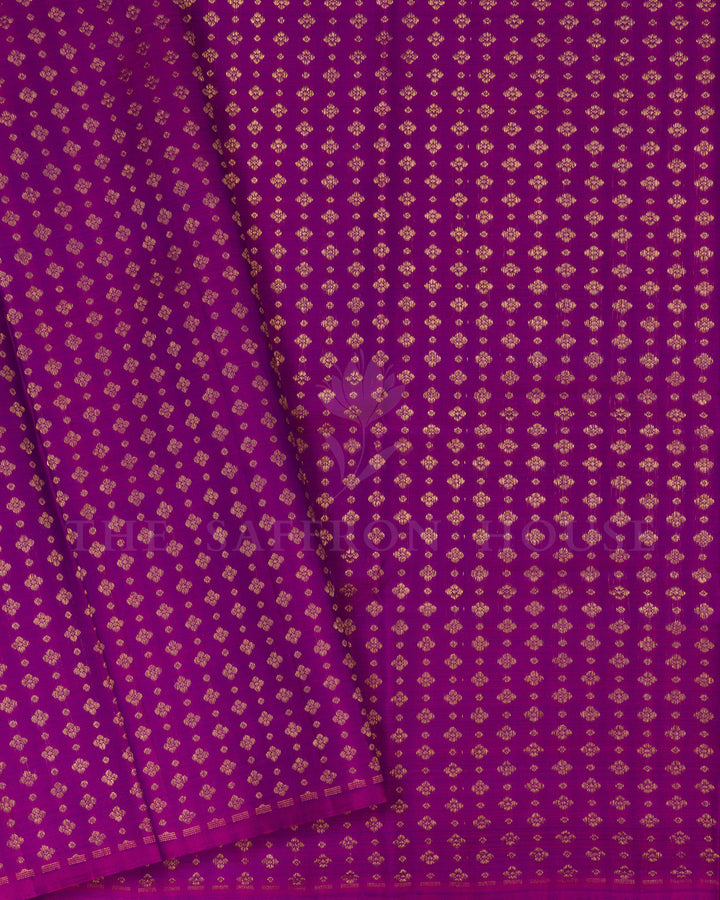 Peacock Blue And Magenta Pink Handwoven Kanjivaram Silk Saree - TSH000008