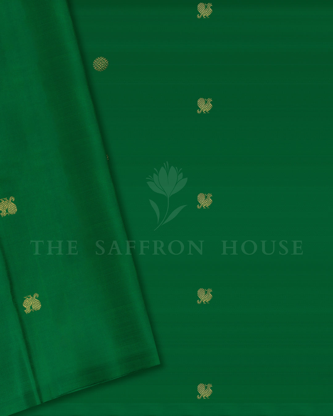 Baby Pink And Bottle Green Handwoven Kanjivaram Silk Saree - TSH000007