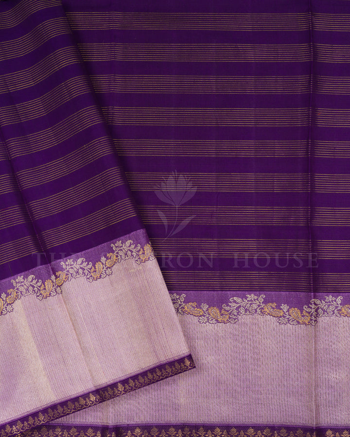 Lilac Handwoven Kanjivaram Silk Saree - TSH250024