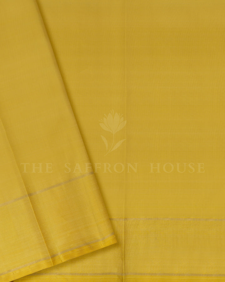 Peach Orange And Light Yellow Handwoven Kanjivaram Silk Saree - TSH250120