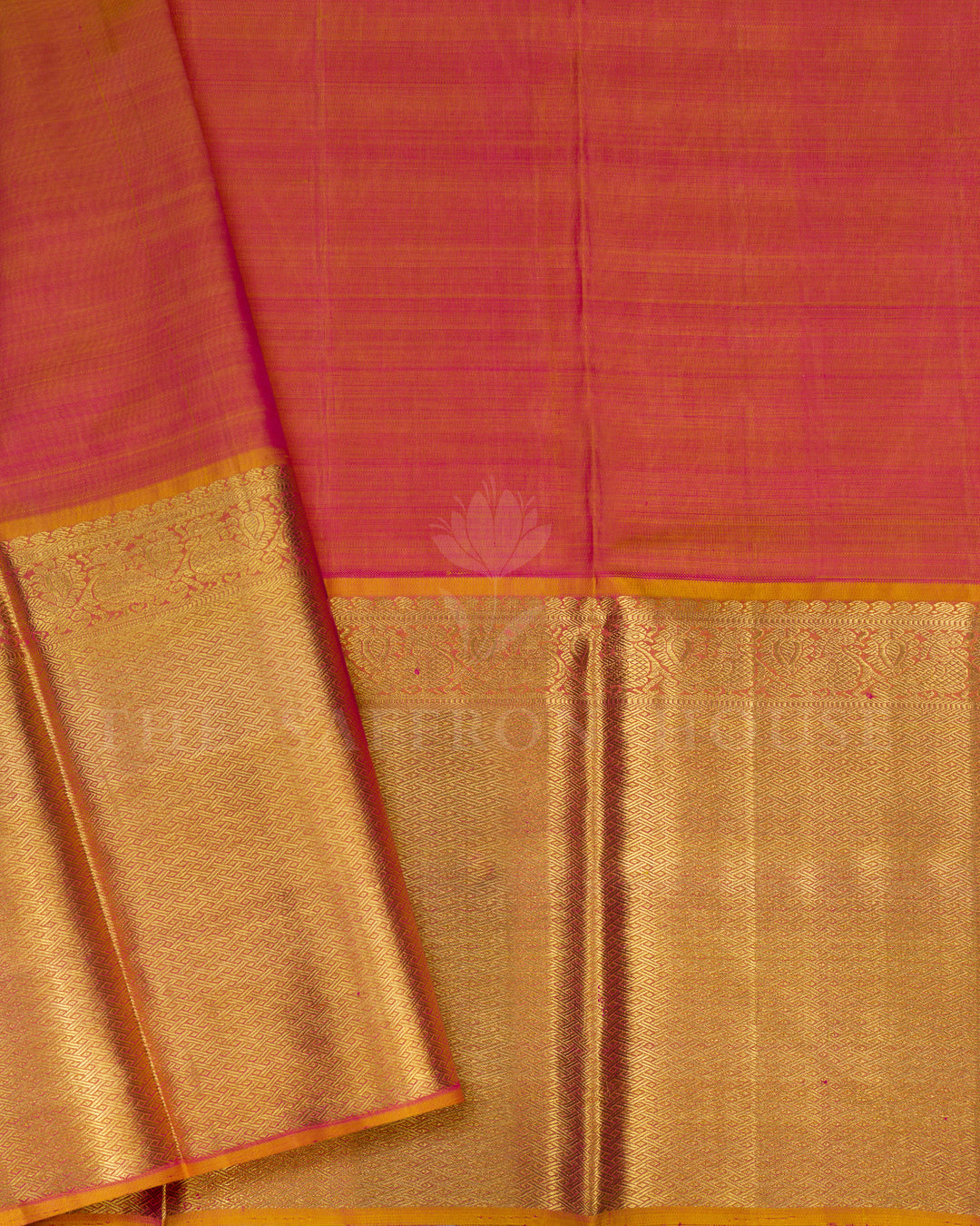 Rani Pink And Golden Yellow Handwoven Kanjivaram Silk Saree - TSH5036