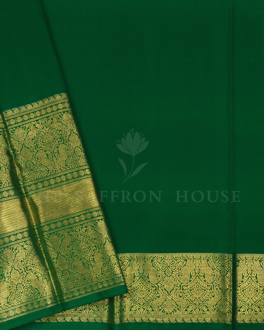 Bottle Green Handwoven Kanjivaram Silk Saree - TSH2506106
