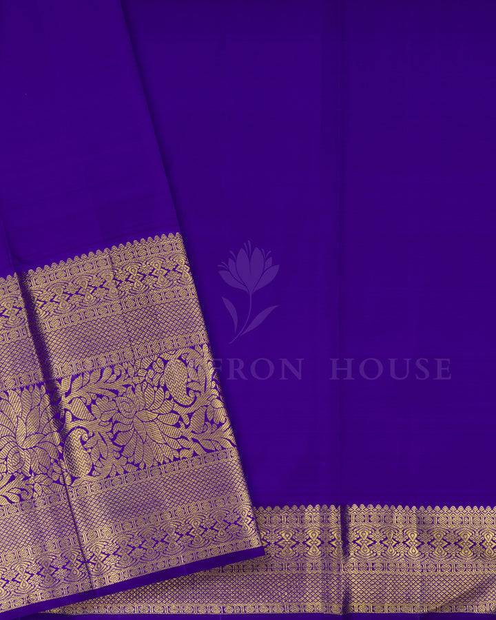 Pastel Pink And Dark Violet Handwoven Kanjivaram Silk Saree - TSH124