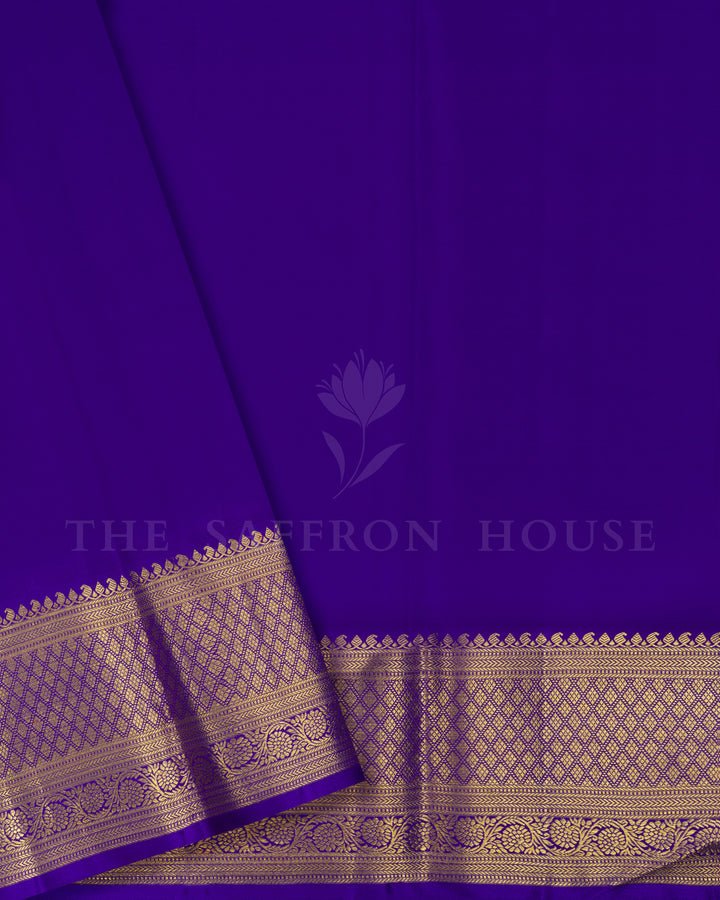 Dark Violet Handwoven Kanjivaram Silk Saree - TSH2506122