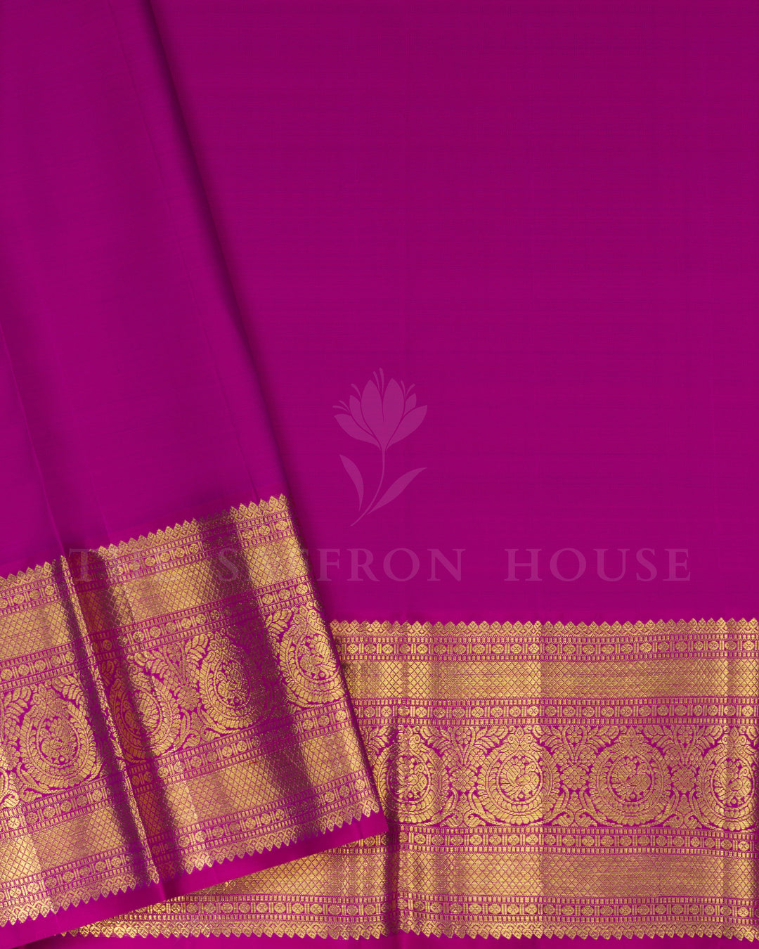 Half White And Magenta Handwoven Kanjivaram Silk Saree - TSH2506044