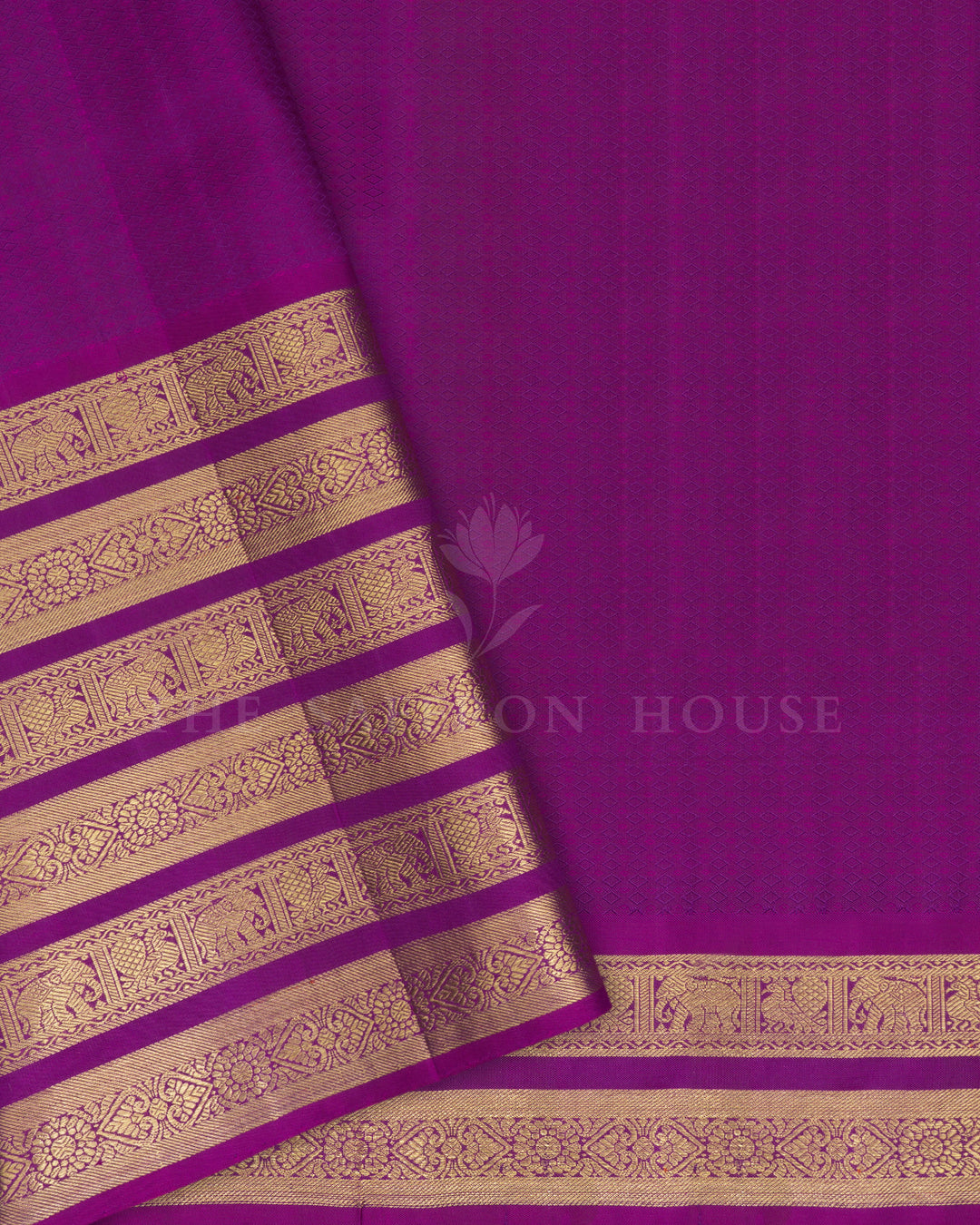 Sky Blue And Purple Handwoven Kanjivaram Silk Saree - TSH847