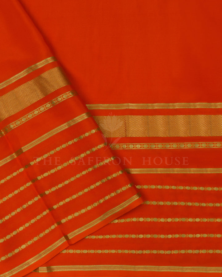 Light Baby Pink And Orange Eco-Printed Mysore Silk Saree - TSH2506089