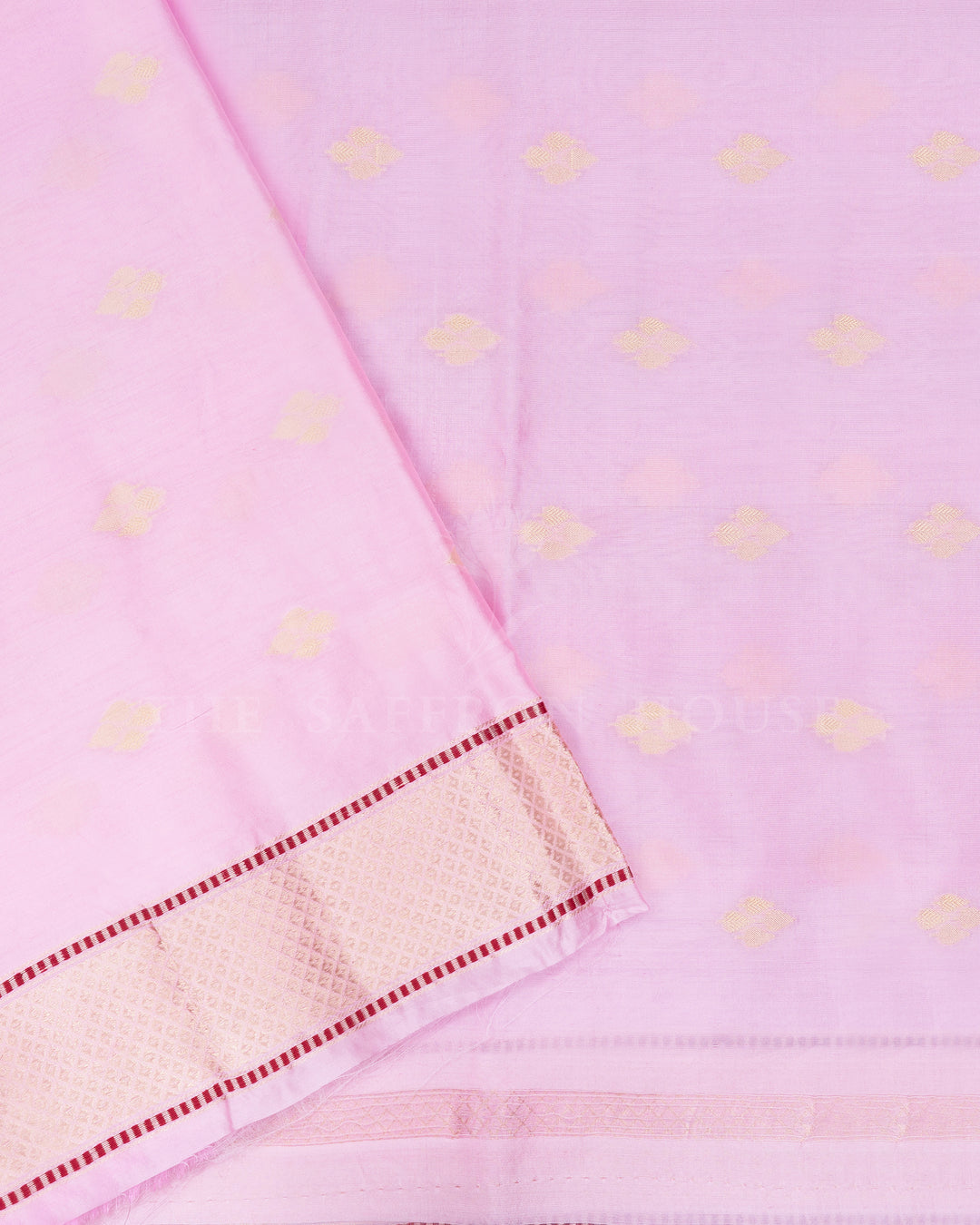 Mustard Yellow And Baby Pink Handwoven Organza Banarasi Saree - TSH110082