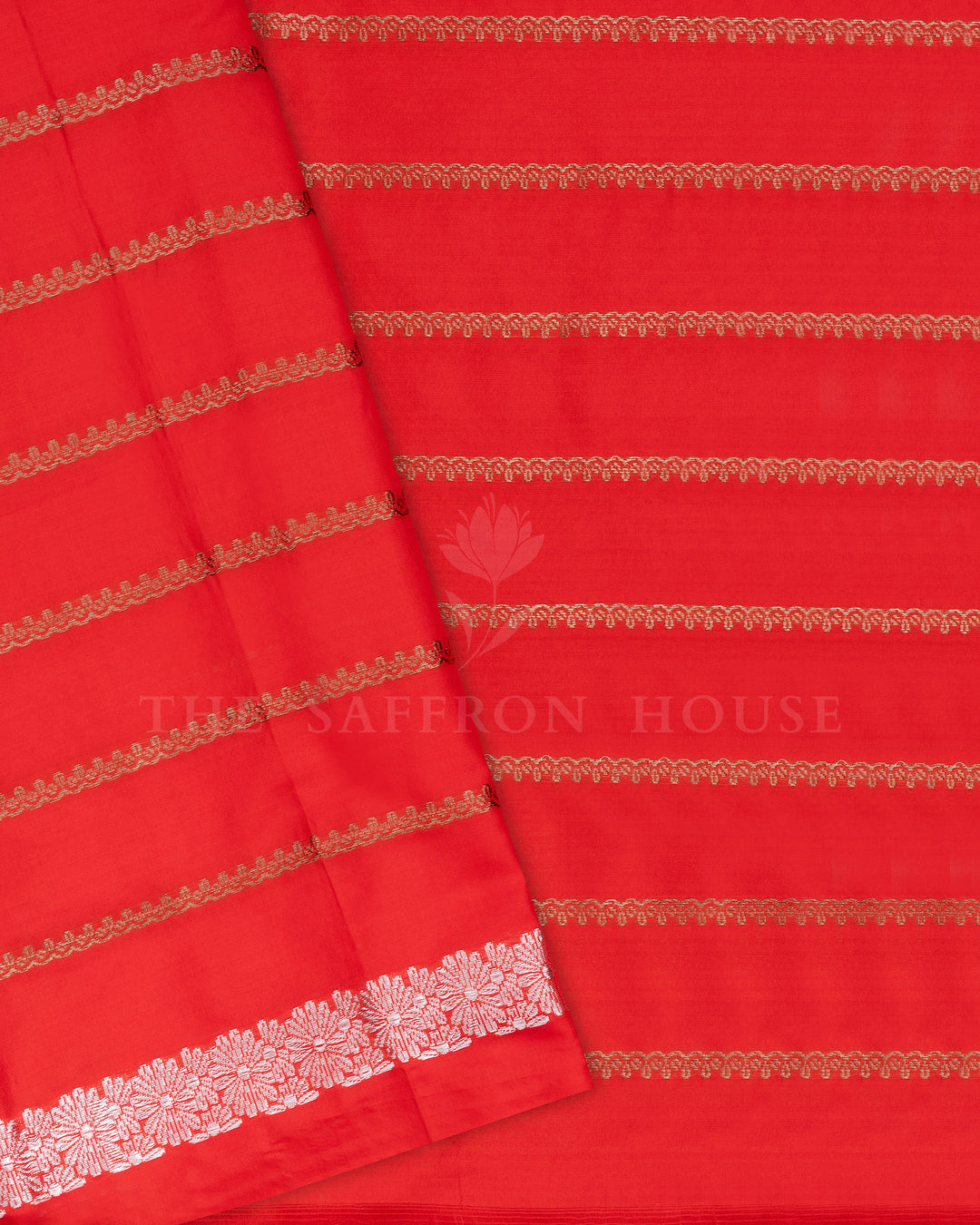 Orange Handwoven Banaras Silk Saree - TSH2506164