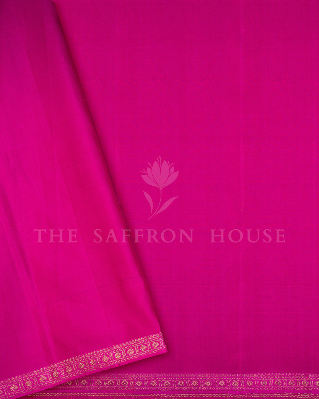 Peach Kanchivaram Silk Saree with Kota Border & Magenta Zari Pallu