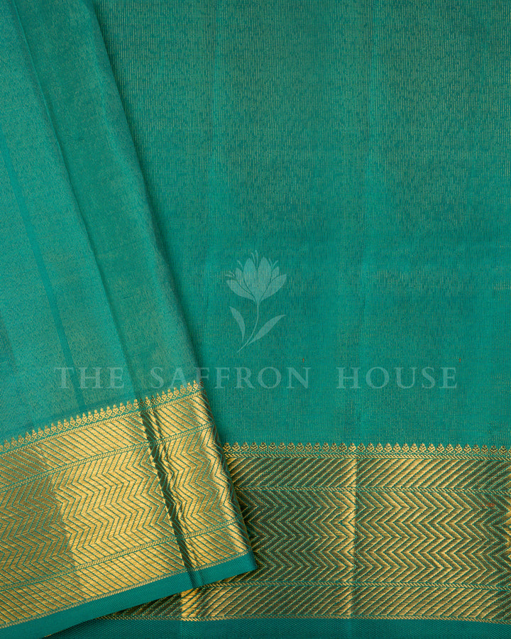 Rani Pink Kanchivaram Tissue Silk Saree with Gold Zari Paisley Buti & Elephant Border