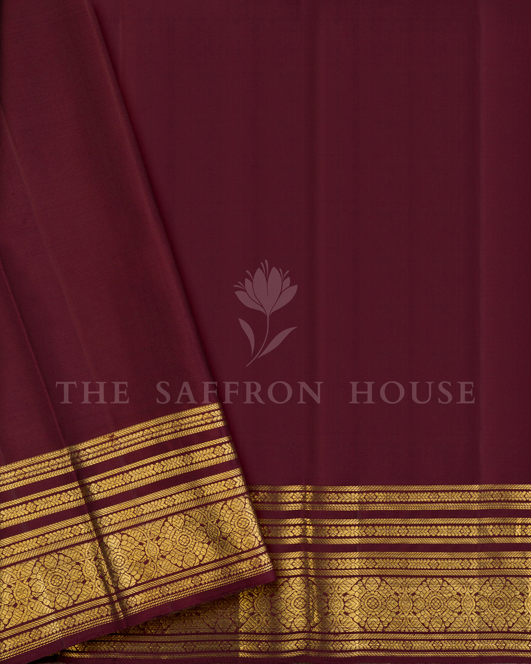 Yellow Korvai Kanchivaram Silk Saree with Scattered Zari Buti & Maroon Border