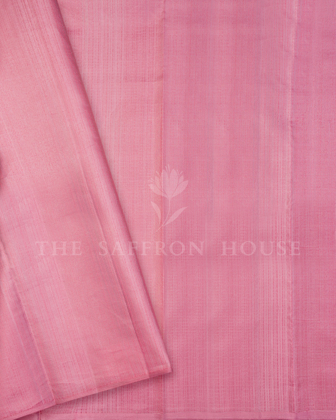 Turquoise Kanchivaram Silk Saree with Silver Leaf Buttis, Pink Border
