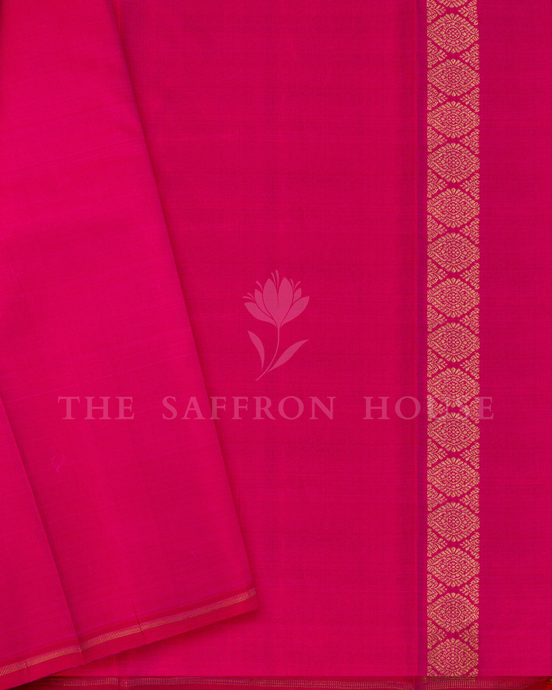 Bottle Green Kanchivaram Silk Saree with Gold Zari Buttis, Pink Pallu with Floral Zari Work