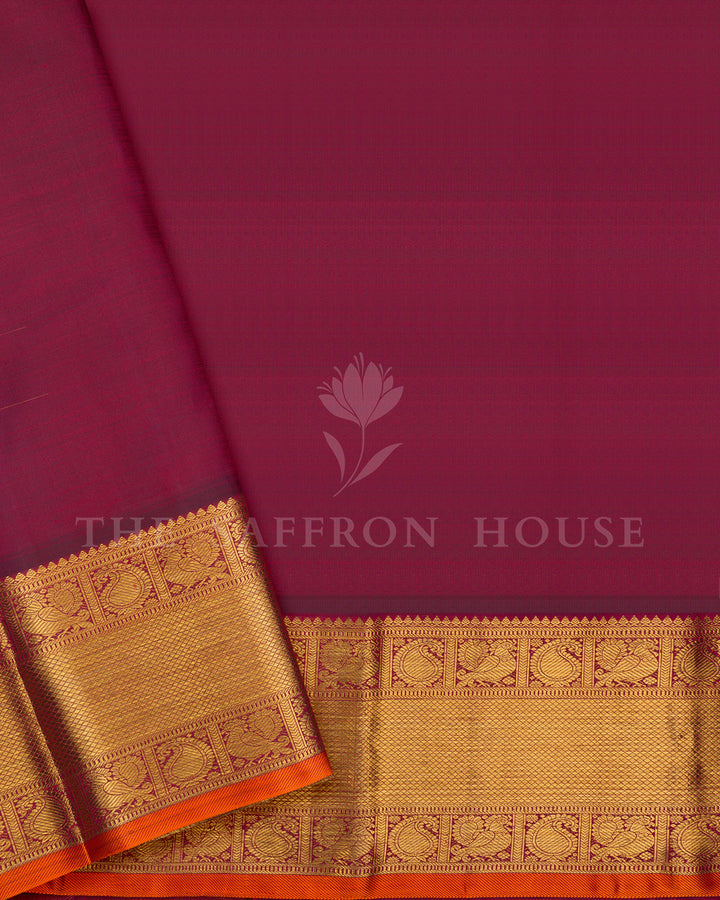 Cream Kanchivaram Silk Saree with Zari Check Weave, Maroon Pallu with Paisley Motifs
