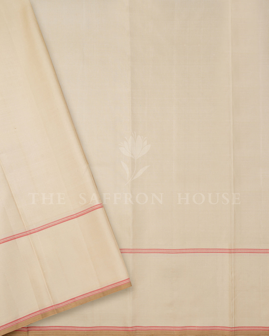 Mustard Yellow Cotton Saree with Red Pinstripes, Cream Pallu with Coral Trim