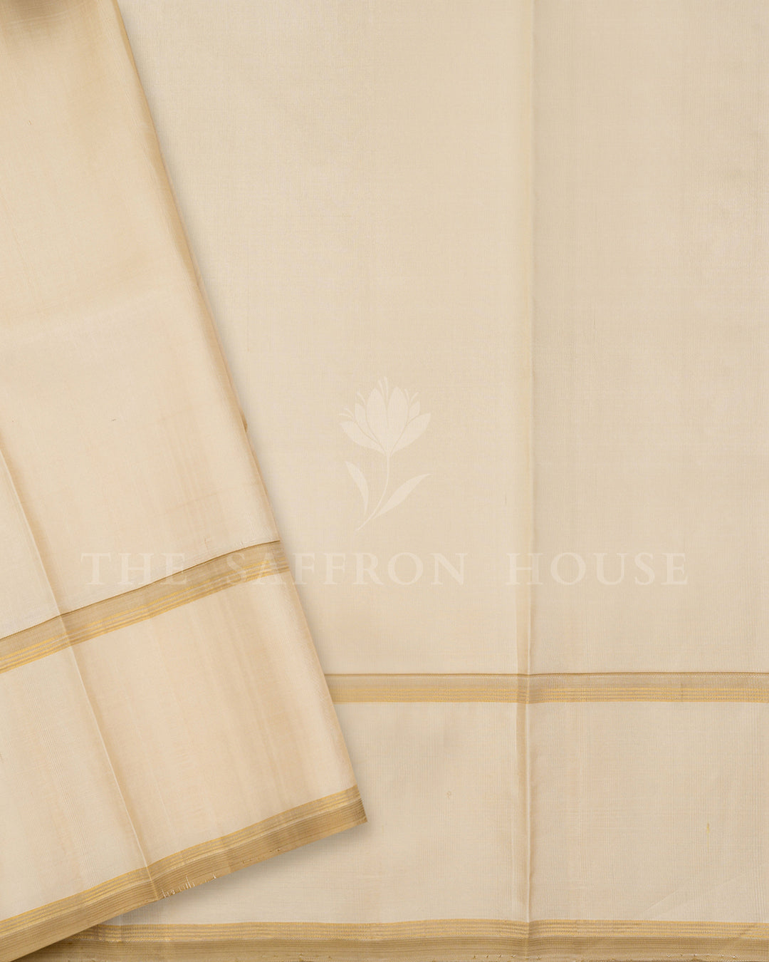 Mustard Tartan Check Kanchivaram Silk Saree with Gold Border, Cream Pallu