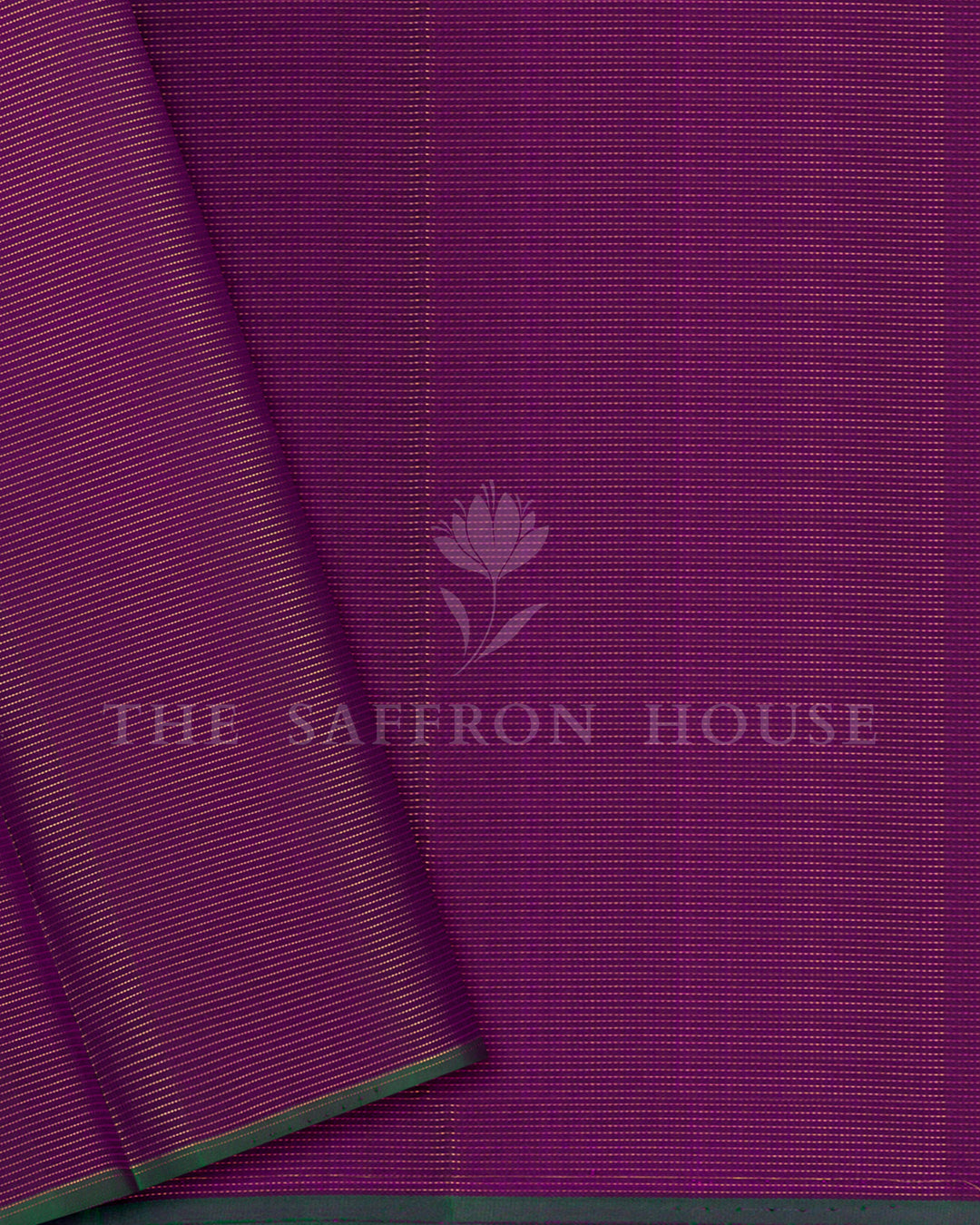 Purple Kanchivaram Silk Saree with Gold Zari Buttis, Rust Basket Weave Pallu