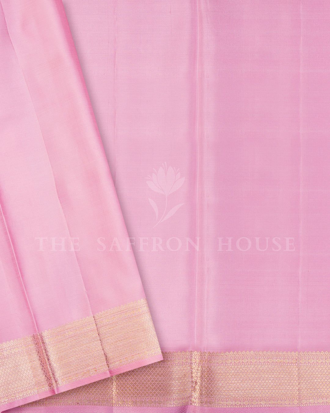 Mauve Kanchivaram Silk Saree with Gold Zari Paisley Buttis, Gold Border