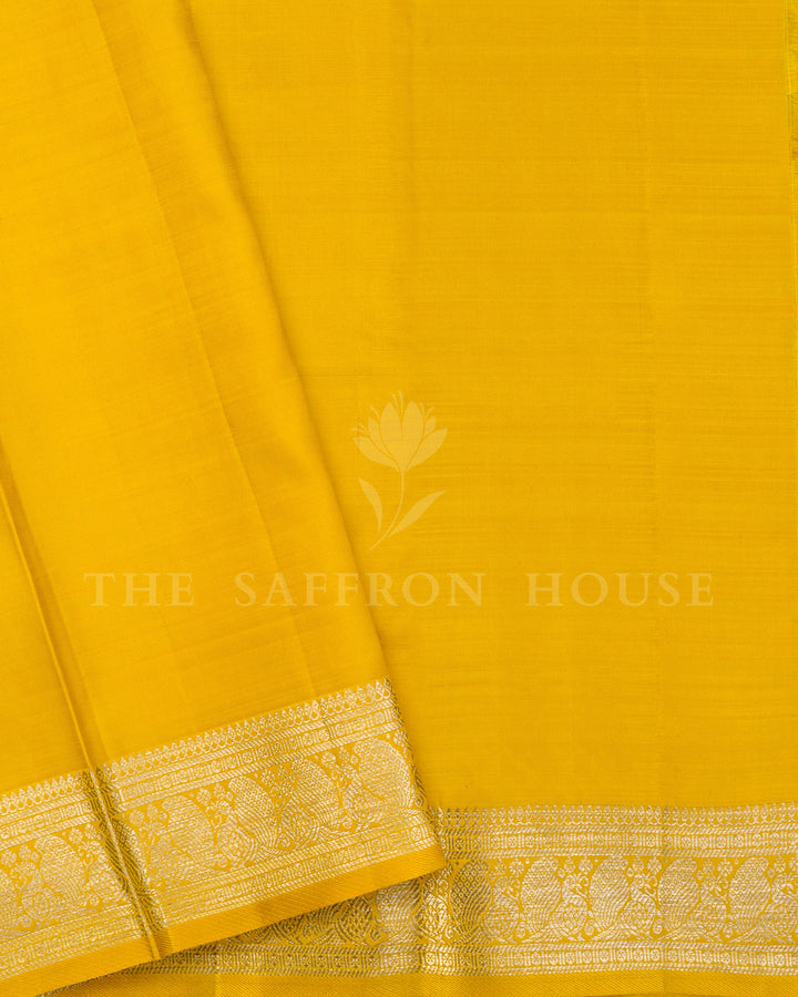 Peach Kanchivaram Silk Saree with Zari Check Weave