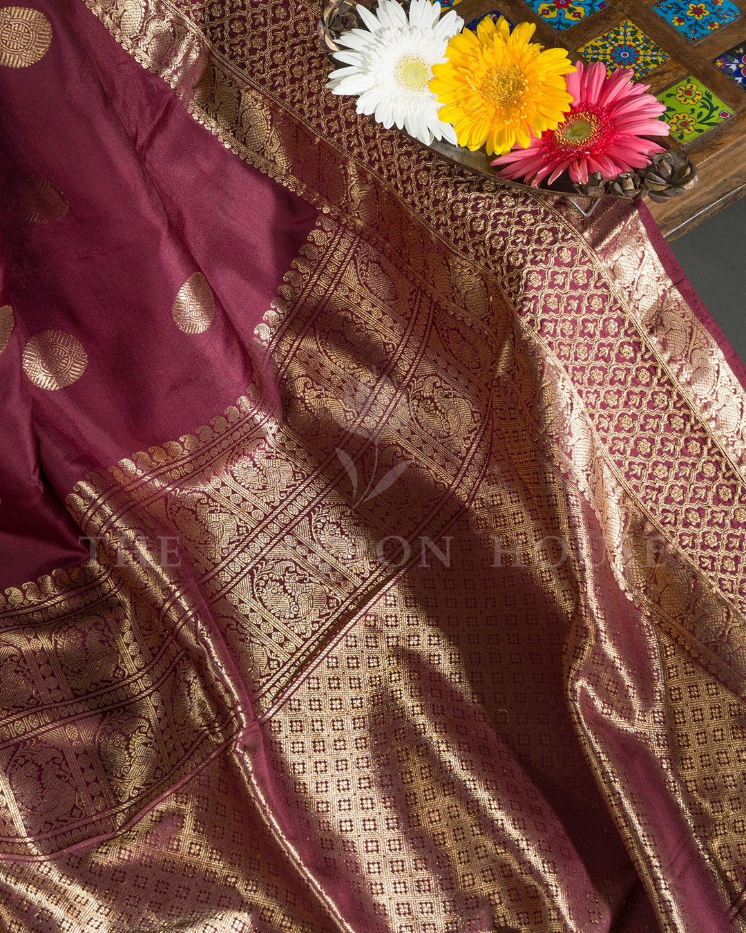 Maroon Kanchivaram Silk Saree with Embridered Border