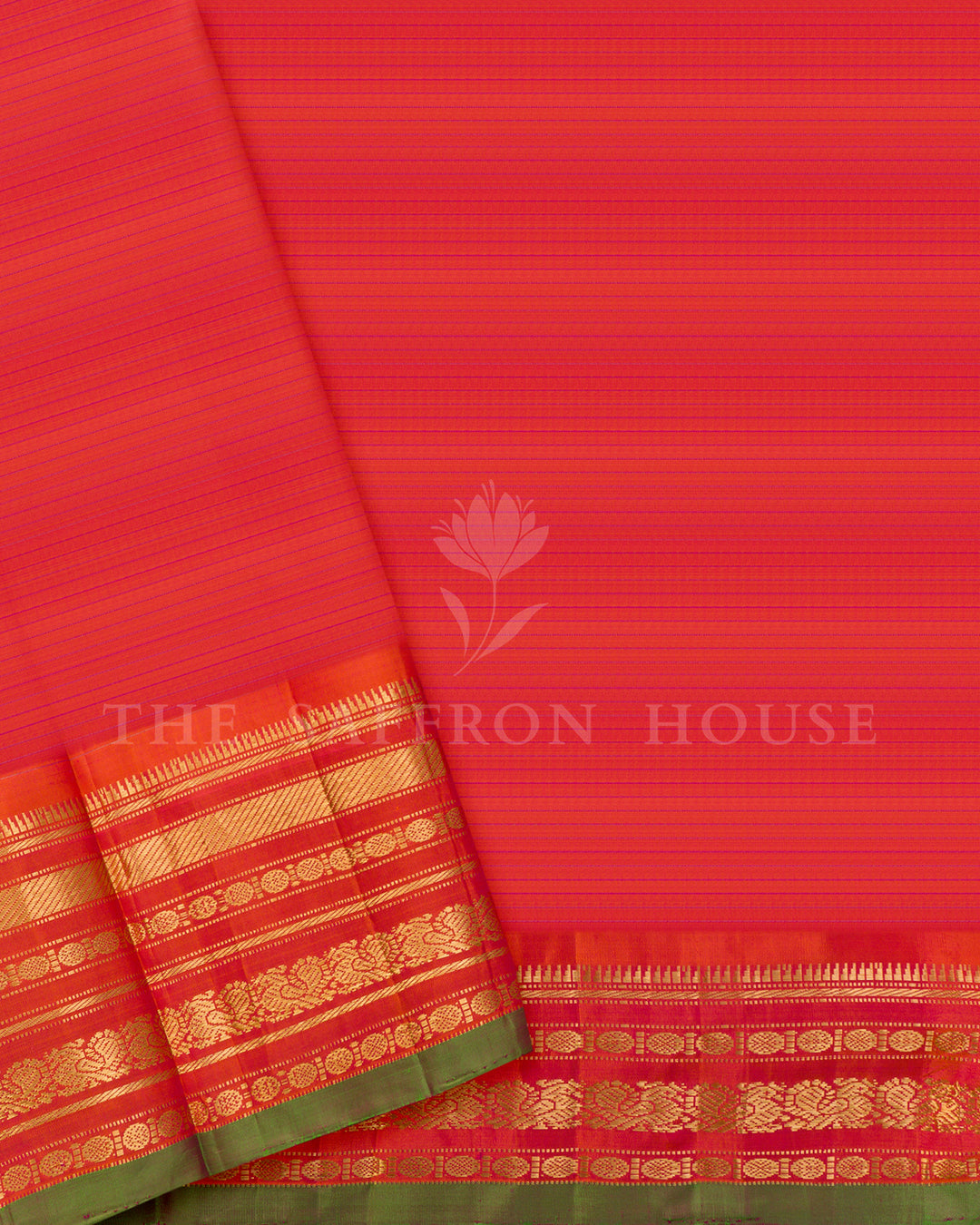 Magenta & Coral Gadwal Silk Saree