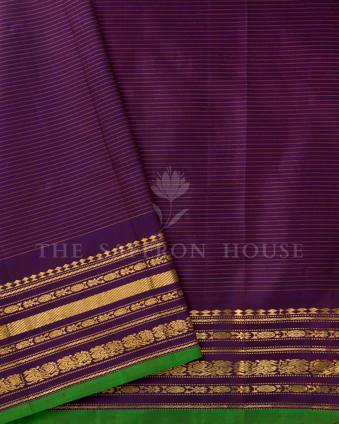 Coral Pink & Purple Gadwal Silk Saree