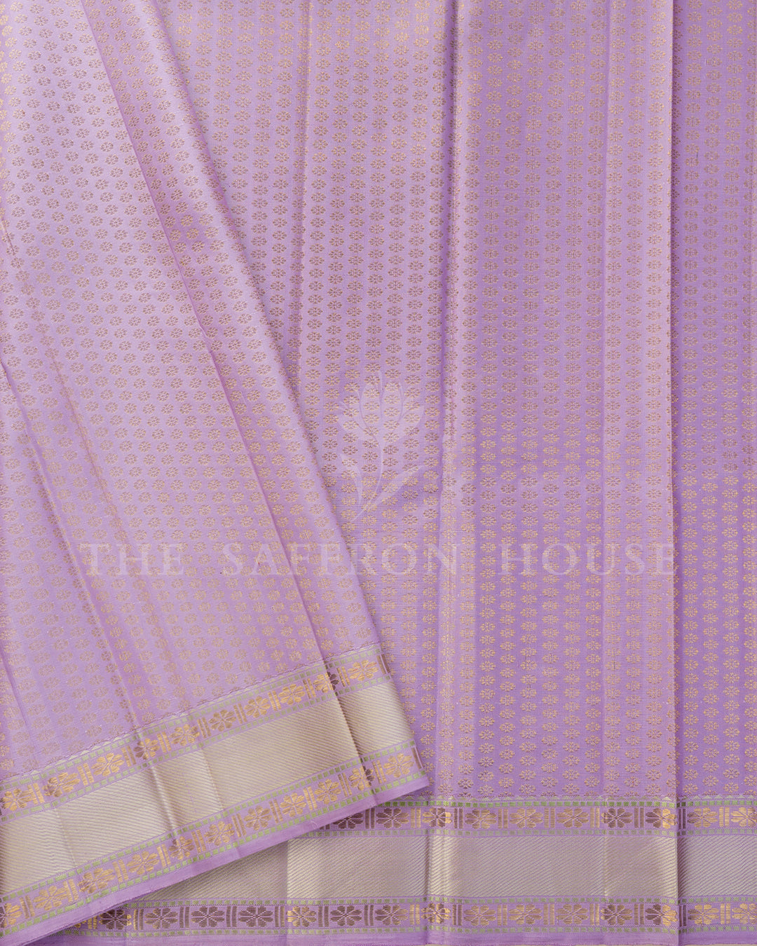 Lavender Kanchivaram Silk Saree with Floral Jaal – view 5