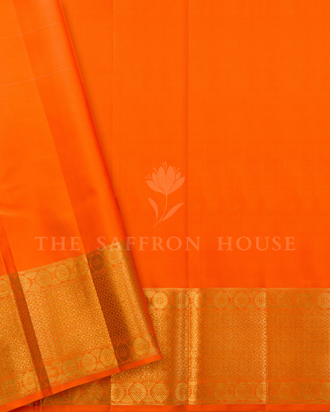 Off-White & Orange Korvai Kanchivaram Silk Saree – view 5