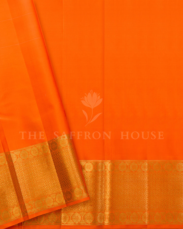 Off-White & Orange Korvai Kanchivaram Silk Saree – view 5
