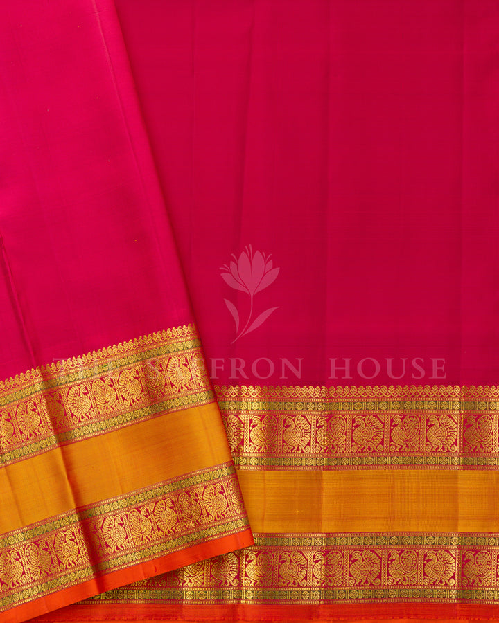 Green & Pink Korvai Kanchivaram Silk Saree – view 5