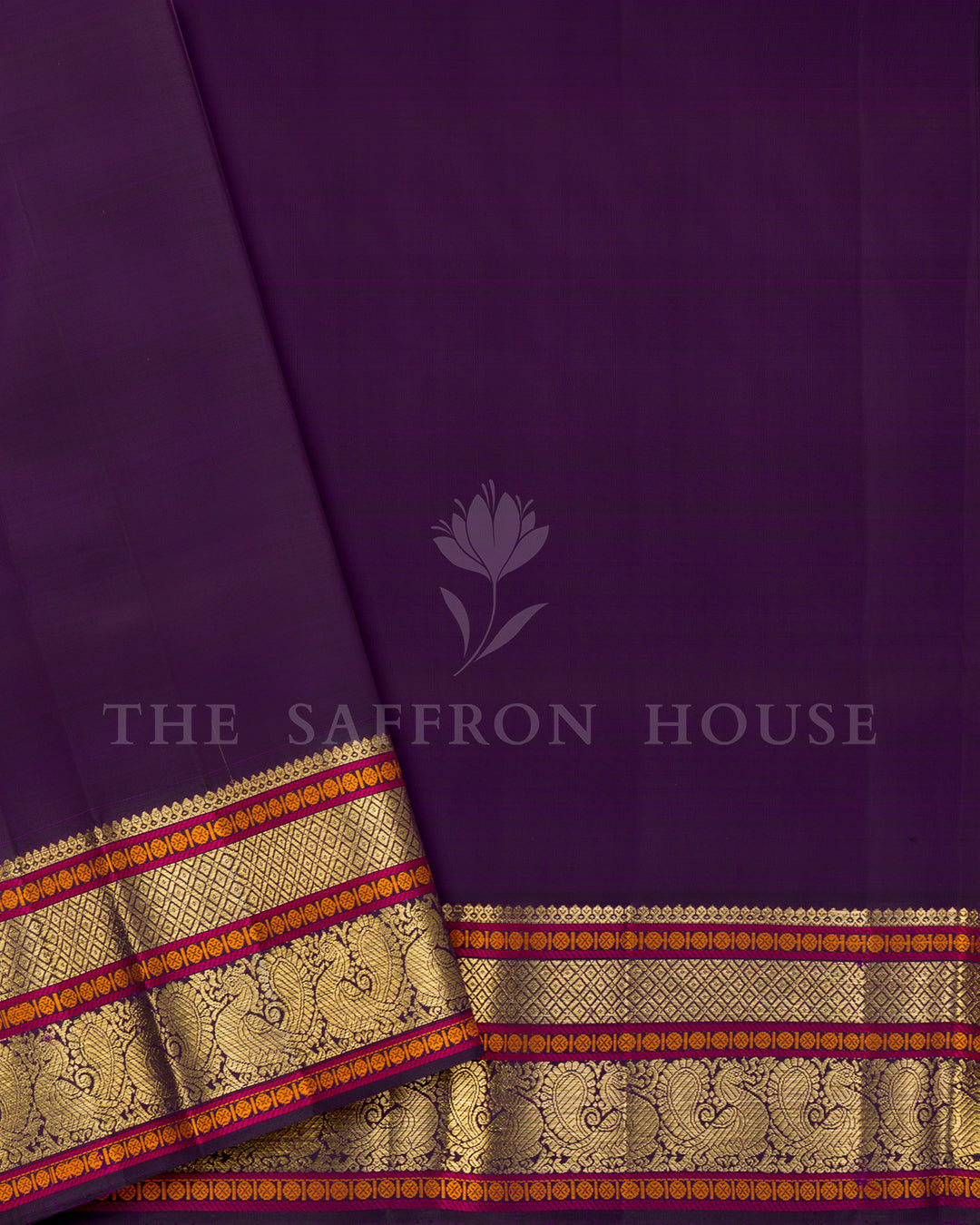 Aqua Blue & Purple Kanchivaram Silk Saree – view 5