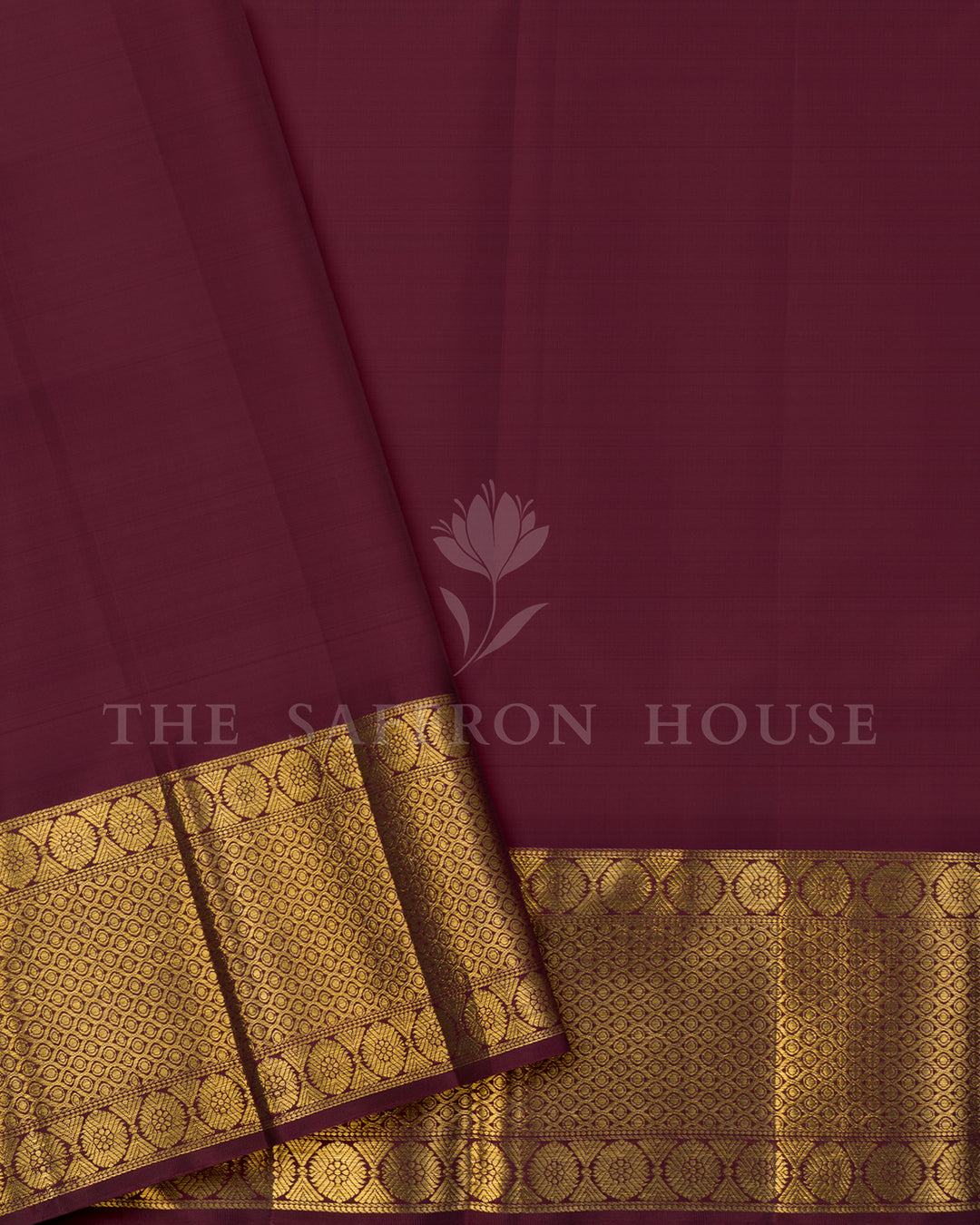 Lavender & Maroon Korvai Kanchivaram Silk Saree with Temple Border – view 5