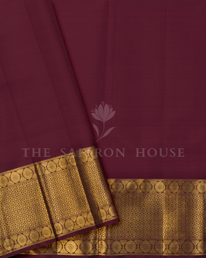 Lavender & Maroon Korvai Kanchivaram Silk Saree with Temple Border – view 5