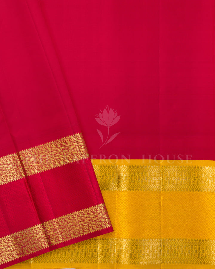 Orange & Mustard Kanchivaram Silk Saree – view 5