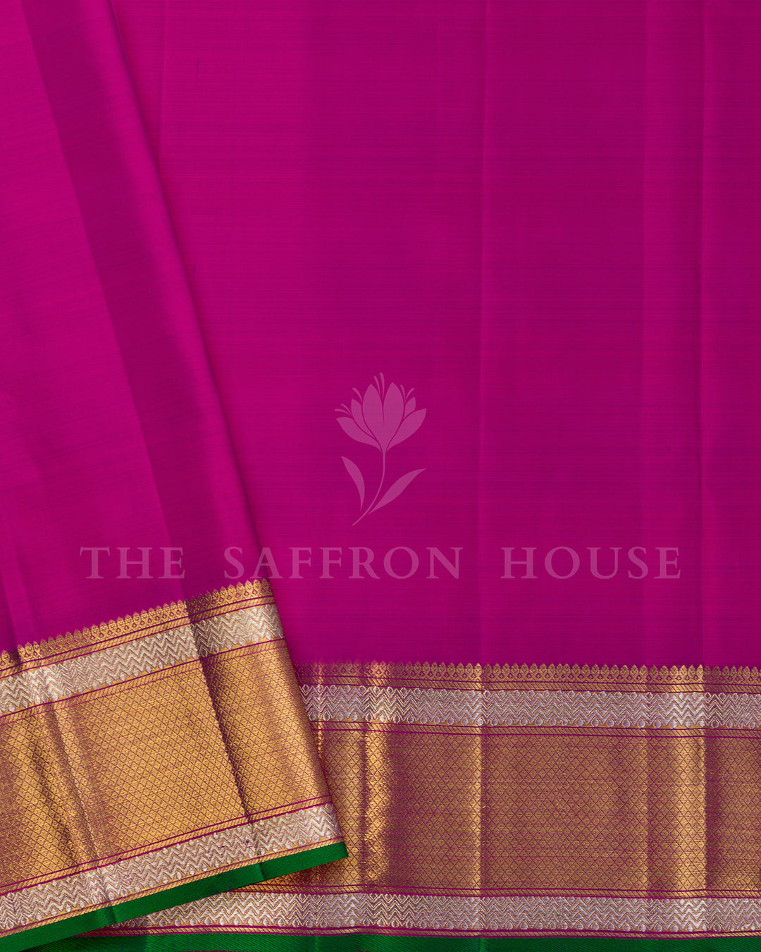 Magenta Pink Kanchivaram Tissue Silk Saree – view 5